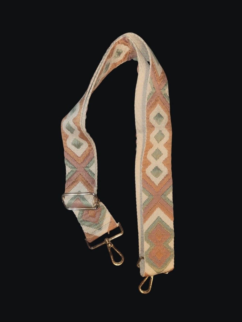 Adjustable Geometric Patterned Bag Strap in Pastel Peach & Mint